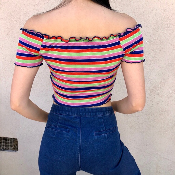 Vintage Rainbow Crop Top - Picture 2 of 5